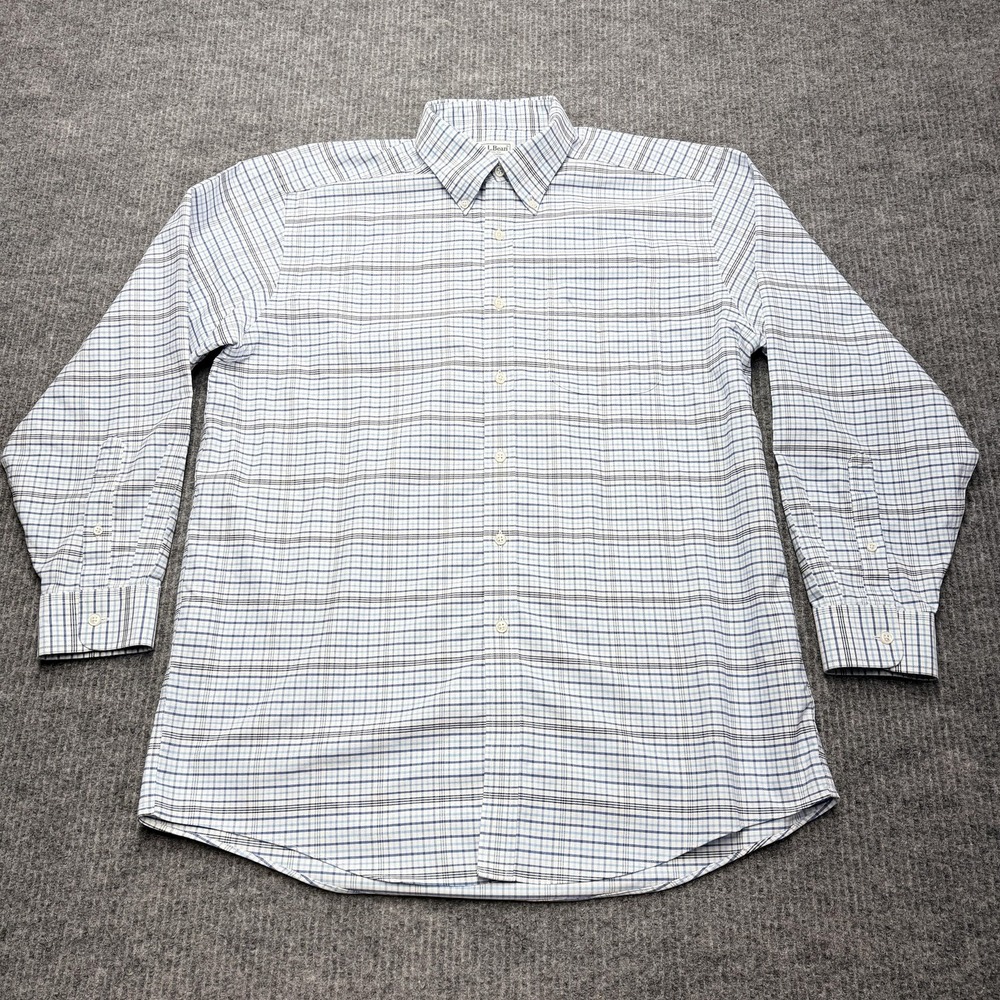 L.L. Bean Shirt Mens Large Blue Plaid Button Down Long Sleeve Cotton Casual